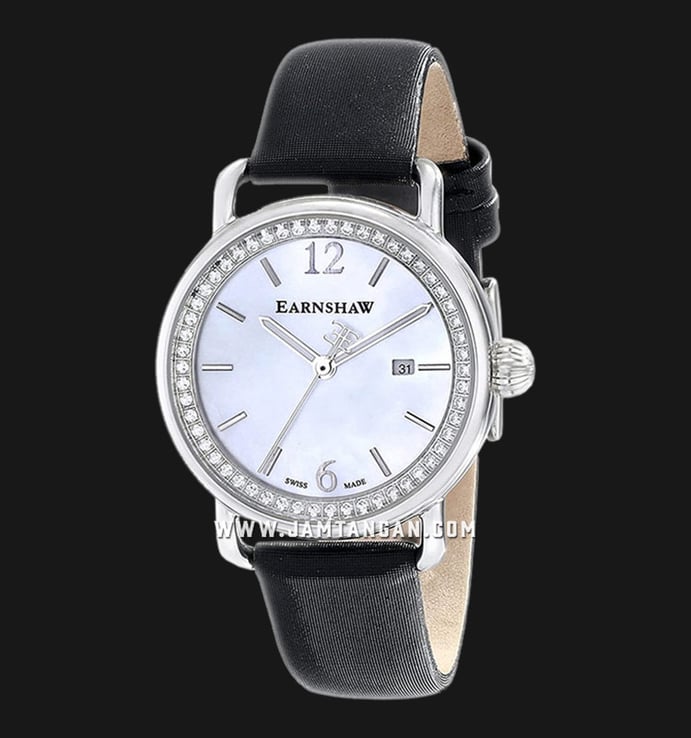 Thomas Earnshaw Investigator ES-0022-05 Mother Of Pearl Dial Black Leather Strap