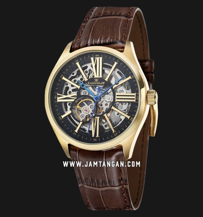 Thomas Earnshaw ES-8037-03 Armagh Automatic Skeleton Dial Brown Leather Strap