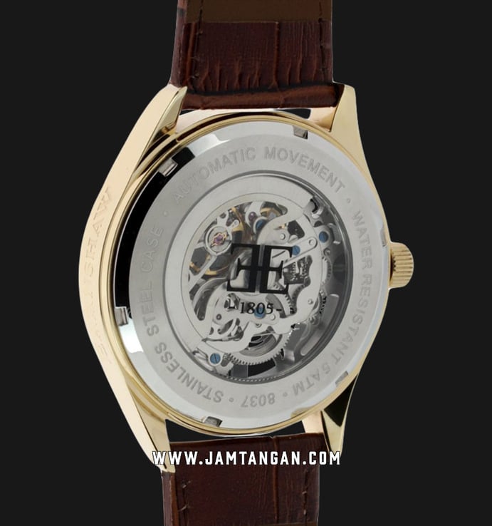 Thomas Earnshaw ES-8037-03 Armagh Automatic Skeleton Dial Brown Leather Strap