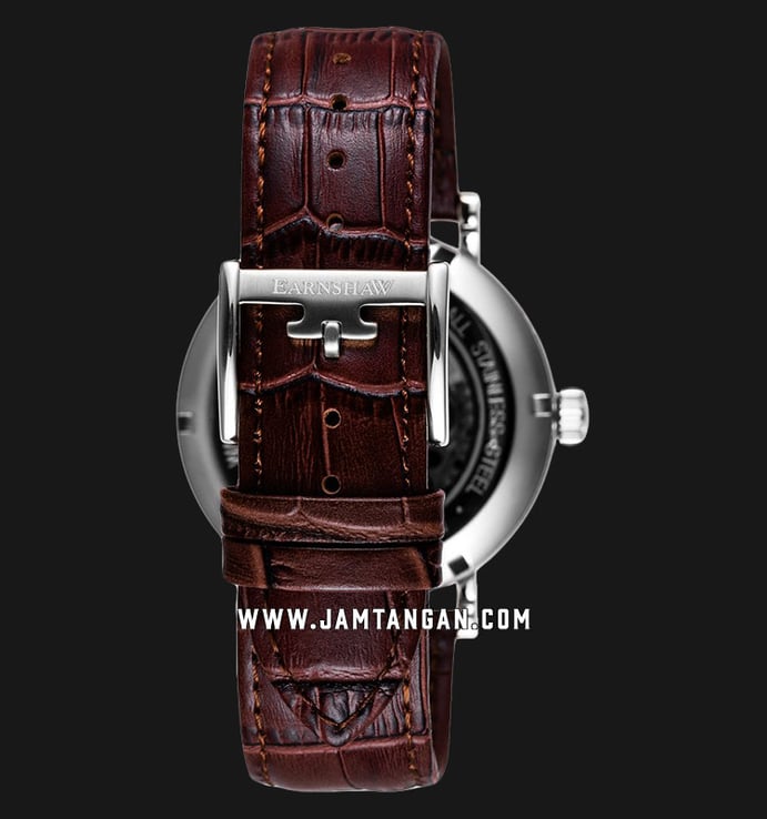 Thomas Earnshaw ES-8083-02 Beaufort Open Heart Dial Brown Leather Strap