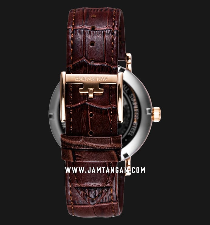 Thomas Earnshaw ES-8083-03 Beaufort Open Heart Dial Brown Leather Strap