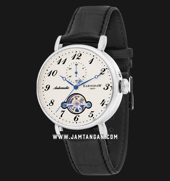 Thomas Earnshaw ES-8088-02 Grand Legacy Automatic Open Heart Dial Black Leather Strap