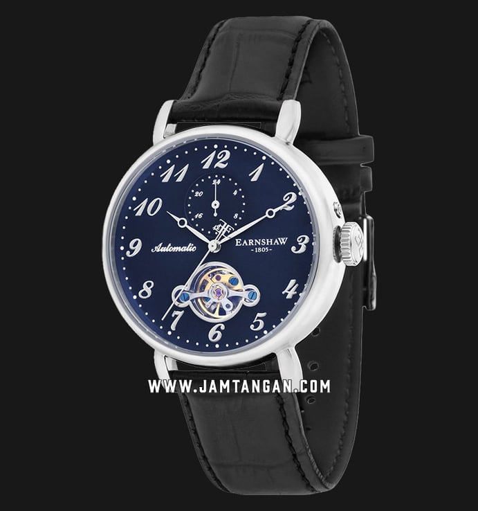 Thomas Earnshaw ES-8088-03 Grand Legacy Automatic Open Heart Dial Black Leather Strap