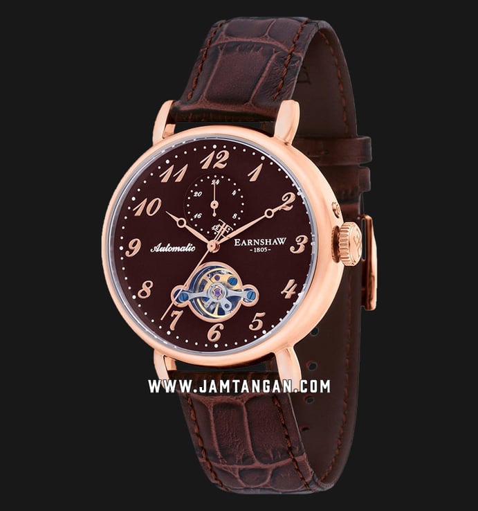 Thomas Earnshaw ES-8088-05 Grand Legacy Automatic Open Heart Dial Brown Leather Strap