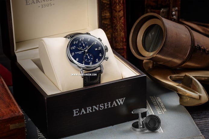 Thomas Earnshaw ES-8089-03 Grand Legacy Blue Dial Black Leather Strap