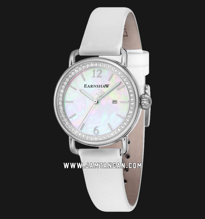 Thomas Earnshaw Investigator ES-8092-02 Mother Of Pearl Dial White Leather Strap
