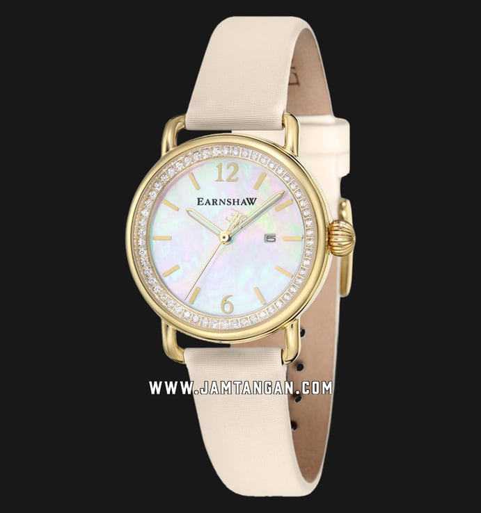Thomas Earnshaw Investigator ES-8092-03 Mother Of Pearl Dial Beige Leather Strap