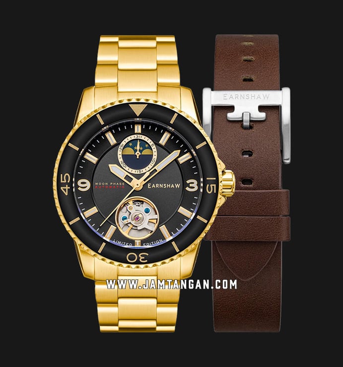 Thomas Earnshaw Prevost ES-8210-55 Open Heart Dial Gold Stainless Steel Strap