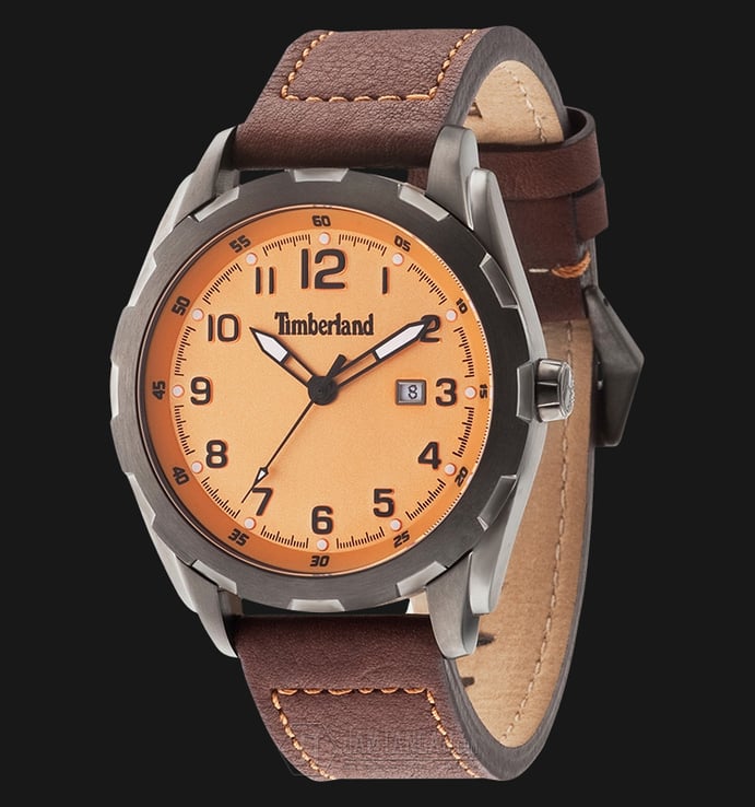 Timberland TBL.13330XSU/17A Orange Dial Brown Leather Strap