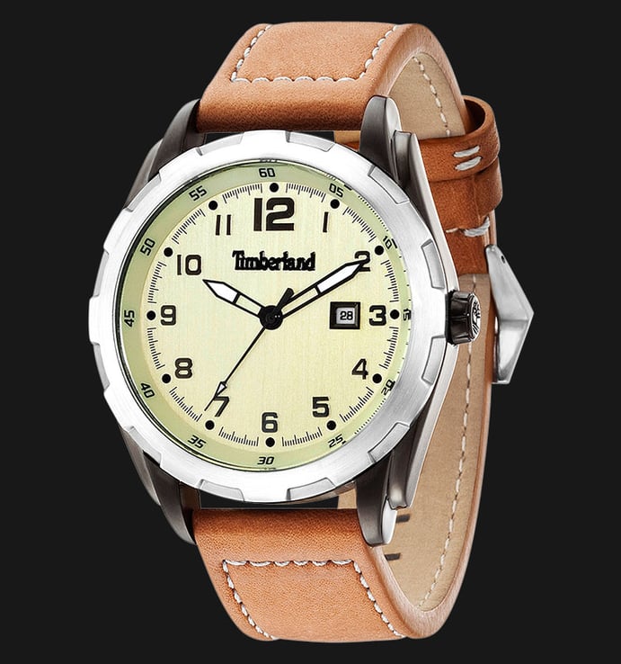 Timberland TBL.13330XSUS/07 Beige Dial Brown Leather Strap