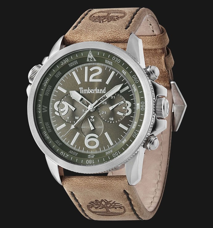Timberland TBL.13910JS/19 Green Dial Brown Leather Strap