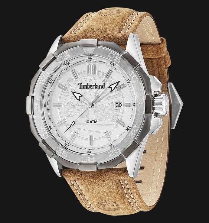 Timberland TBL.14098JSTU/04 Silver Dial Brown Leather Strap