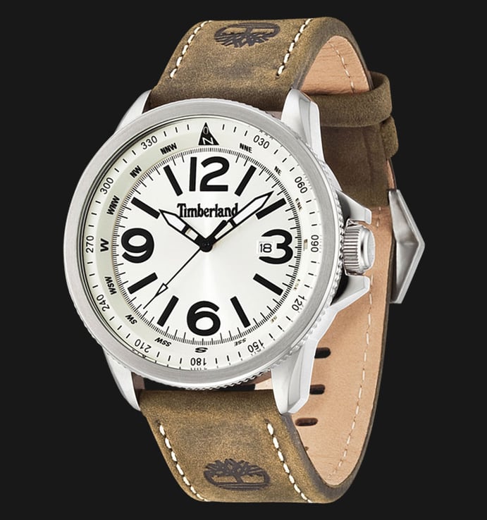 Timberland TBL.14247JS/07 Silver Beige Dial Brown Leather Strap