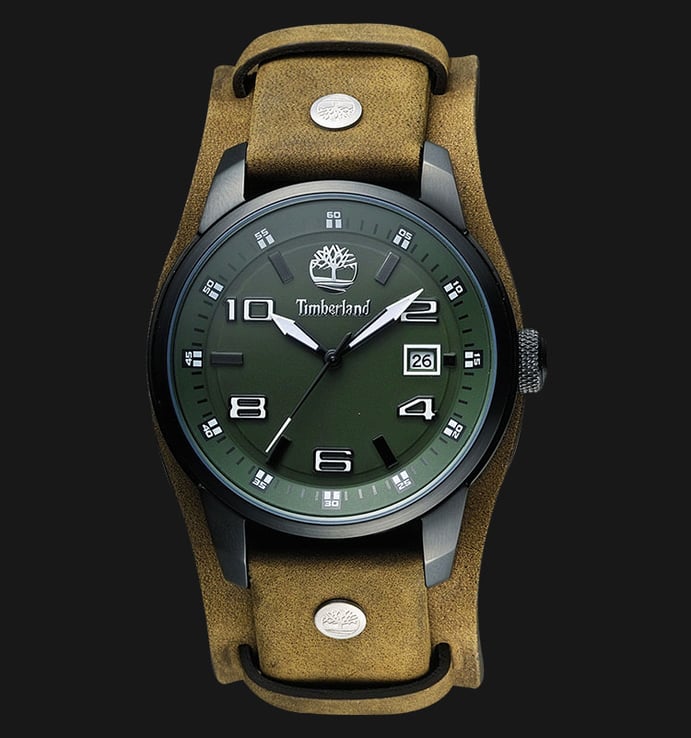 Timberland TBL.14337JSB/19A Green Dial Brown Leather Strap