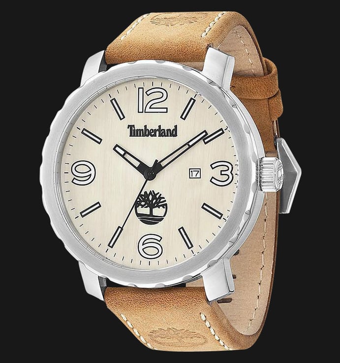 Timberland TBL.14399XS/07 Wood Beige Dial Brown Leather Strap