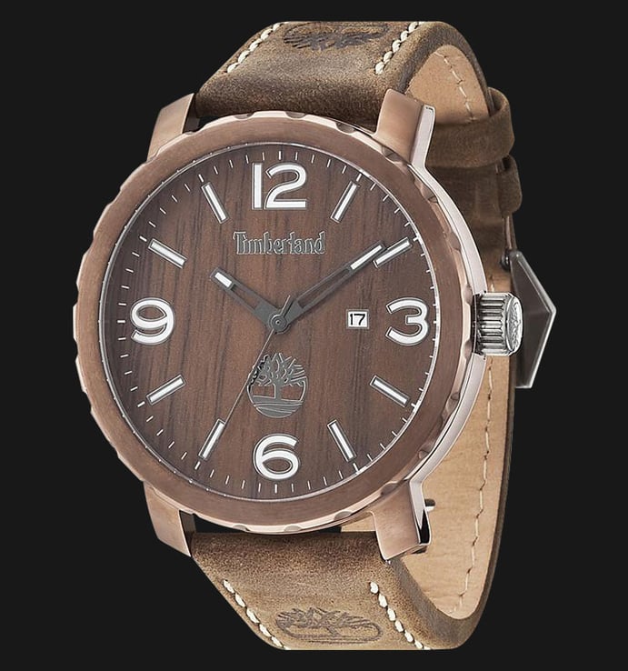 Timberland TBL.14399XSBN/12 Wood Brown Dial Brown Leather Strap