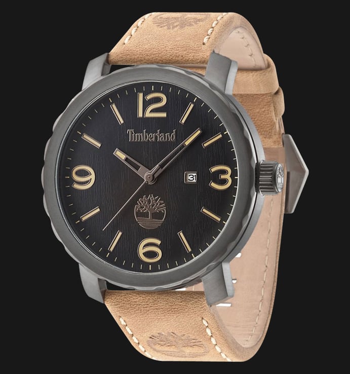 Timberland TBL.14399XSU/02 Black Dial Brown Leather Strap