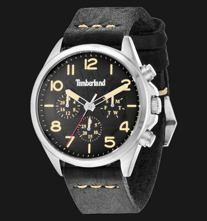 Timberland TBL.14400JS/02 Black Dial Black Leather Strap
