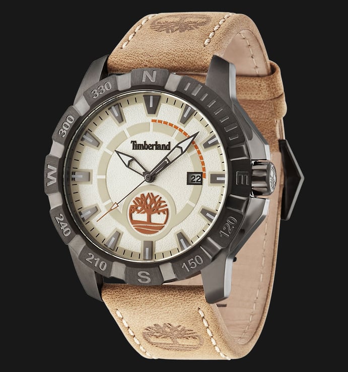 Timberland TBL.14491JSU/07 Beige Dial Brown Leather Strap