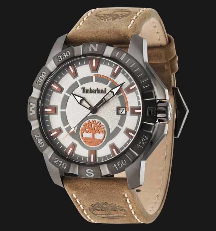 Timberland TBL.14491JSU/61 Grey Silver Dial Brown Leather Strap