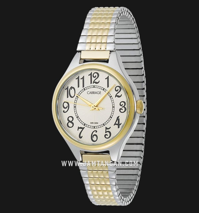 Timex C3C367 Carriage Ladies Biege Dial Dual Tone Stainless Steel Strap