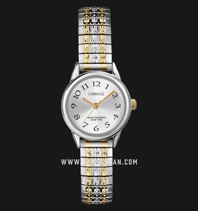 Timex C3C605 Carriage Ladies Silver Dial Dual Tone Stainless Steel Strap
