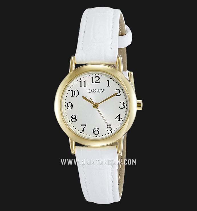 Timex C3C747 Carriage Ladies Silver Dial White Leather Strap