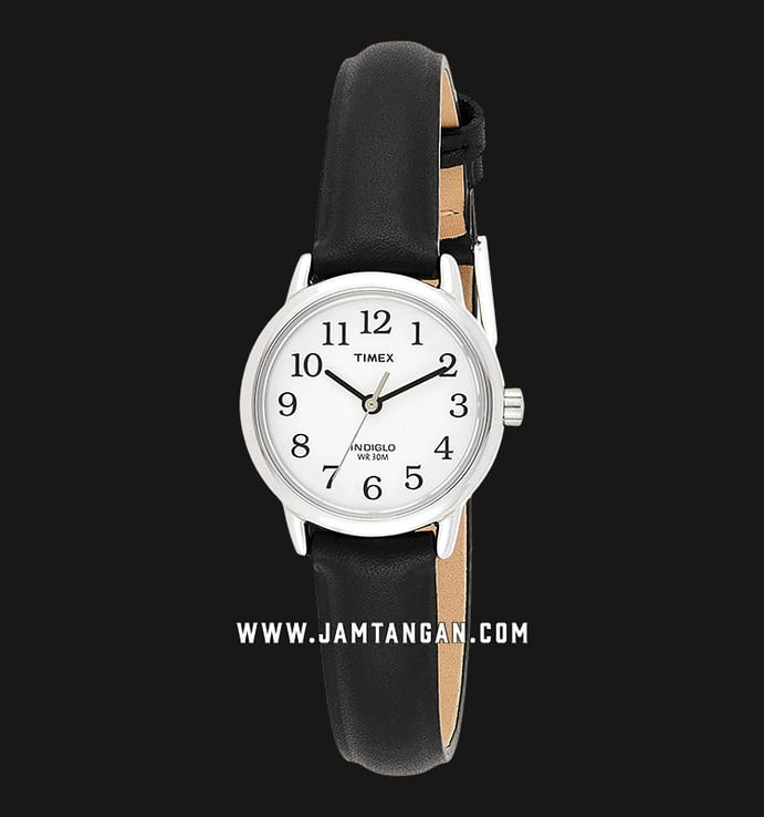 Timex Easy Reader T20441 Indiglo White Dial Black Leather Strap