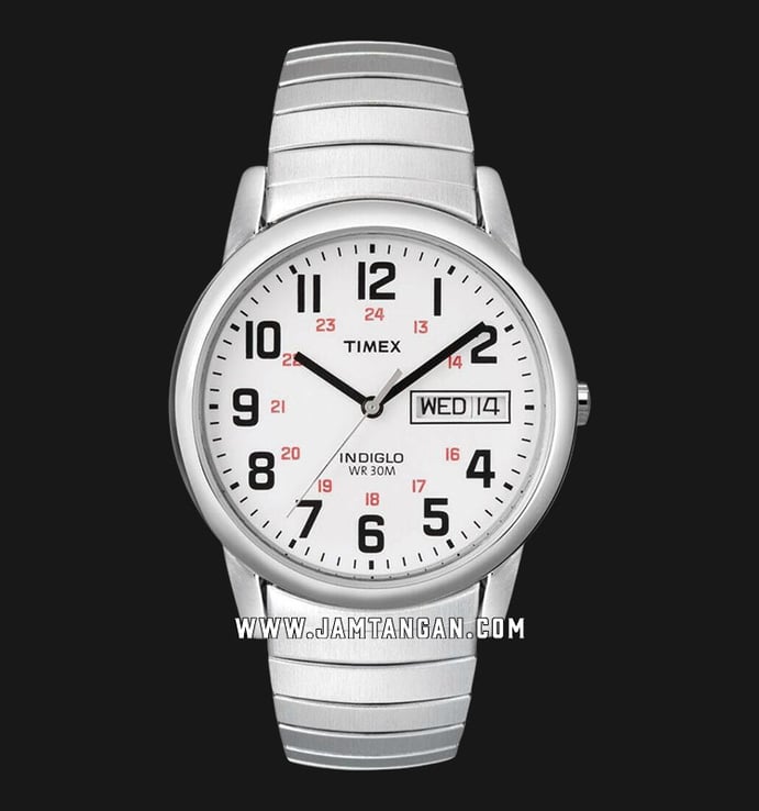 Timex Easy Reader T20461 Indiglo White Dial Stainless Steel Strap