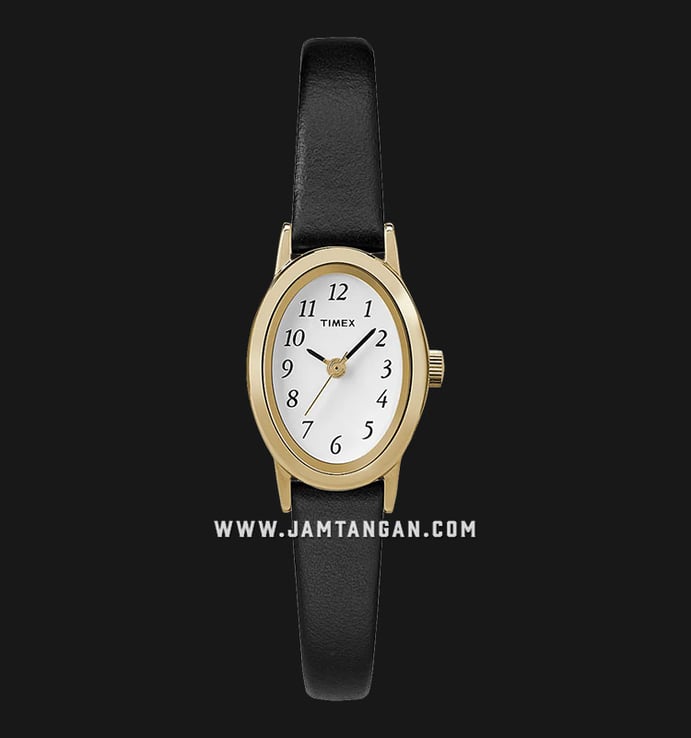 Timex Cavatina T21912 White Dial Black Leather Strap