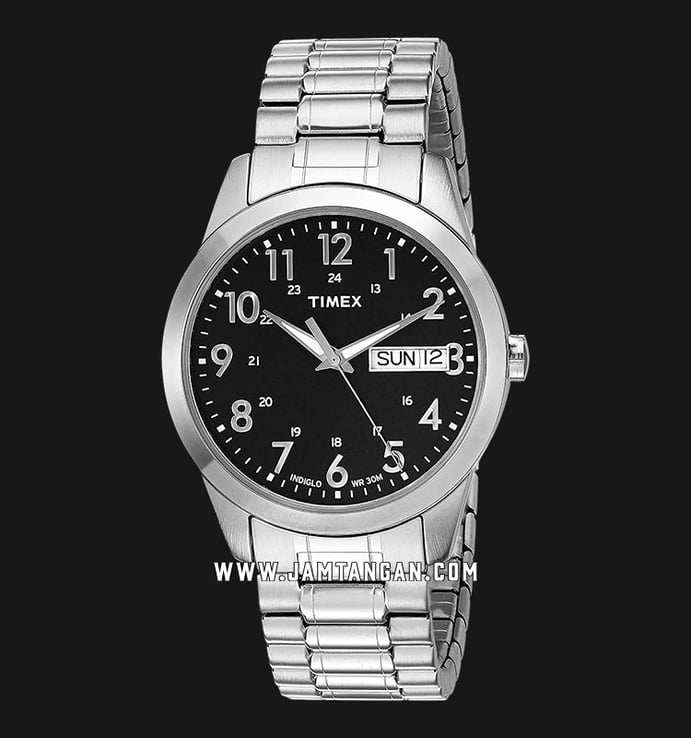 Timex South Street T2M932 Indiglo Black Dial Stainless Steel Strap