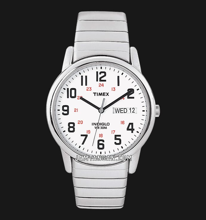 Timex Easy Reader T2N091 Indiglo White Dial Stainless Steel Strap