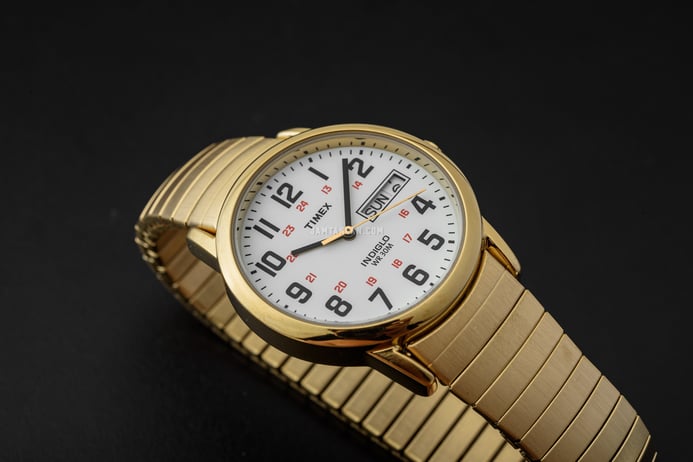 Timex Easy Reader T2N092 Indiglo White Dial Gold Stainless Steel Strap