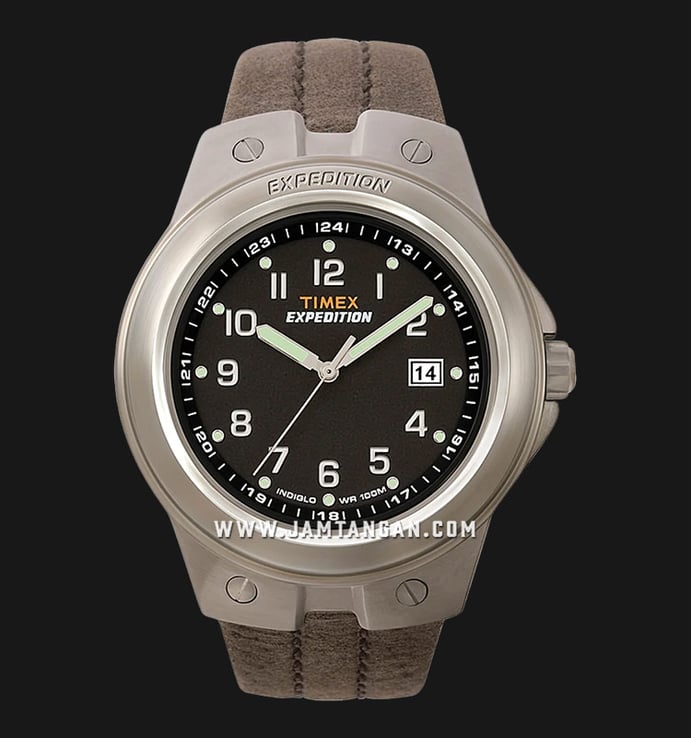 Timex Expedition T49631 Metal Tech Men Black Dial Brown Leather Strap