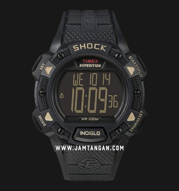 Timex Expedition Shock T49896 Indiglo Digital Dial Black Resin Strap
