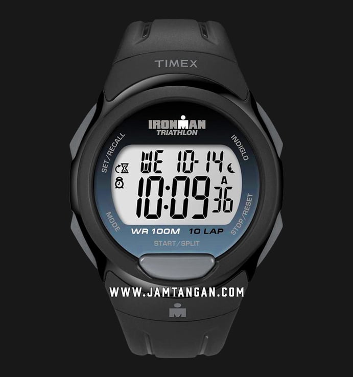Timex Ironman Triathlon T5K608 Indiglo Digital Dial Black Resin Strap