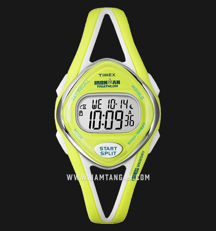 Timex T5K656 Ironman 50 Triathlon Digital Dial Green Resin Strap
