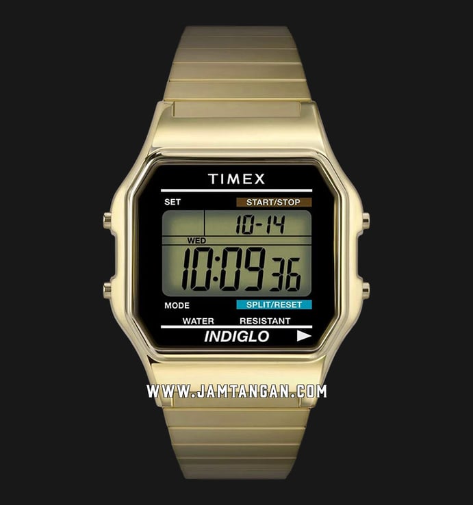 Timex Classic T78677 Indiglo Digital Dial Gold Stainless Steel Strap