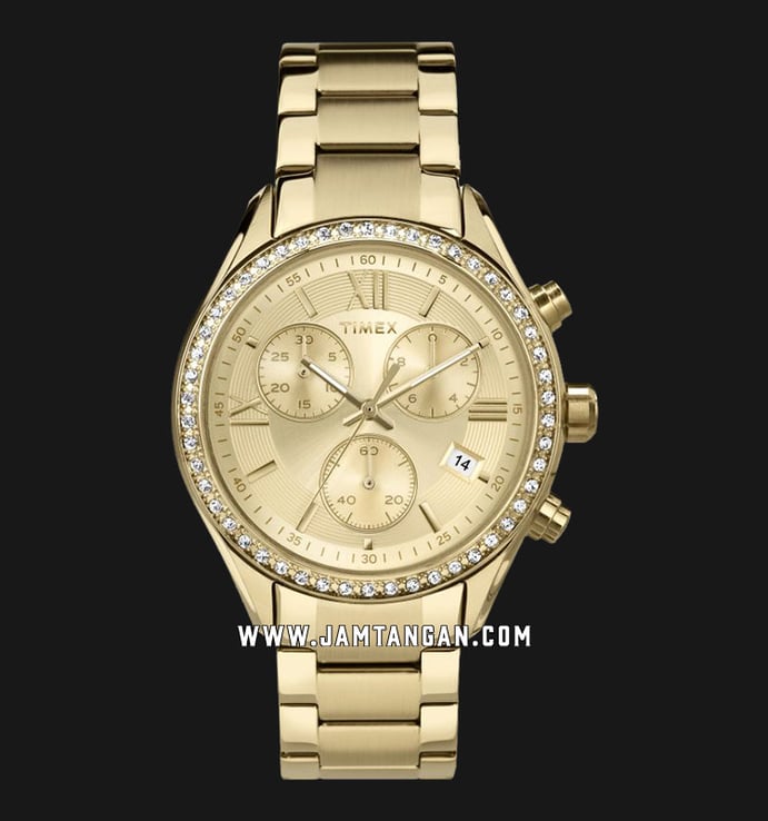 Timex Miami TW2P66900 Chronograph Ladies Gold Dial Gold Stainless Steel Strap