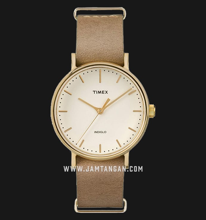 Timex TW2P98400 Weekender White Dial Tan Leather Strap