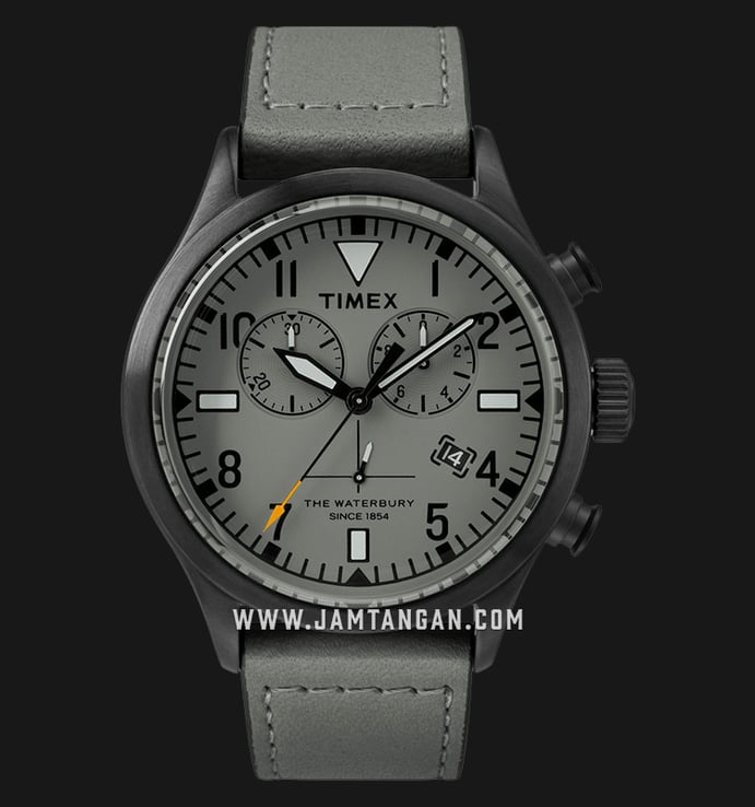 Timex TW2R13200 The Waterbury Todd Snyder Chronograph Grey Dial Grey Leather Strap