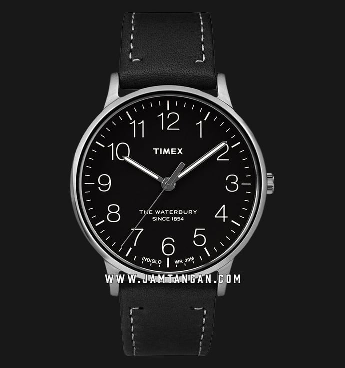 Timex The Waterbury TW2R25500 Mens Black Dial Black Leather Strap