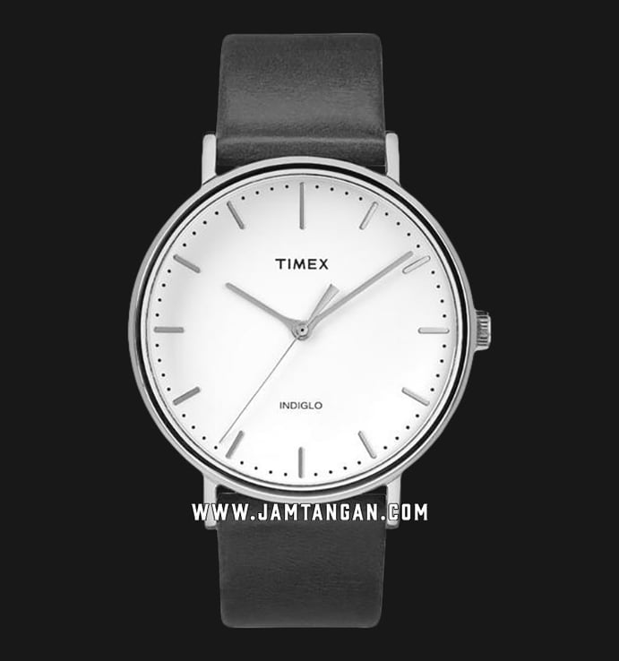 Timex Weekender Fairfield TW2R26300 Men White Dial Black Leather Strap