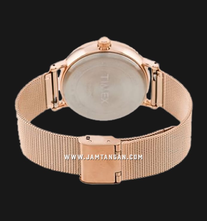 Timex Weekender Fairfield TW2R26400 Indiglo White Dial Rose Gold Stainless Steel Strap