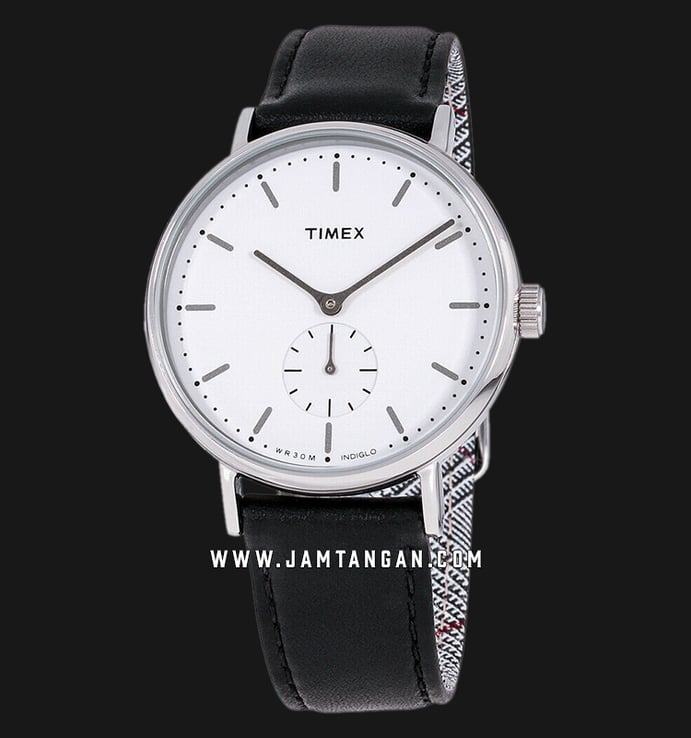 Timex TW2R38000 Fairfield Mens White Dial Black Leather Strap