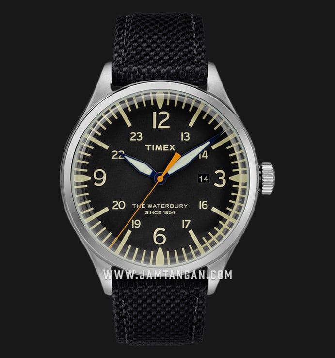 Timex TW2R38500 The Waterbury Black Dial Black Leather Strap