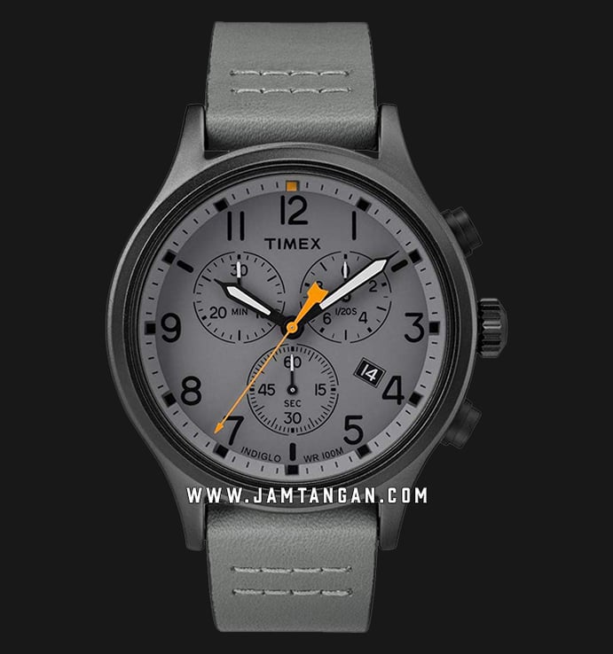 Timex Allied TW2R47400 Chronograph Grey Dial Grey Leather Strap