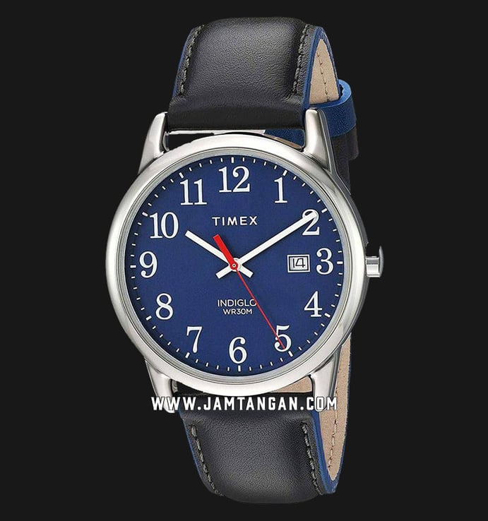 Timex Easy Reader TW2R62400 Blue Dial Black Leather Strap