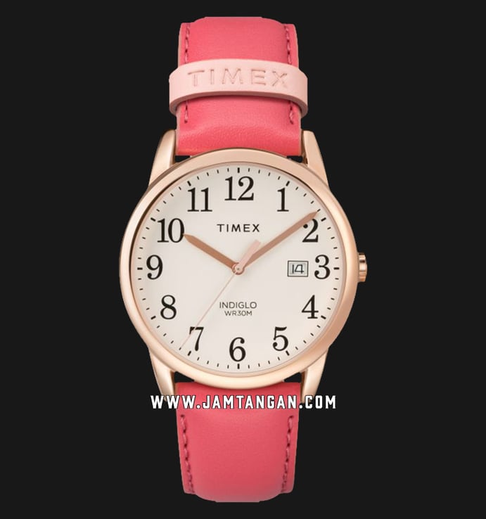 Timex Easy Reader TW2R62500 Ladies White Dial Pink Leather Strap