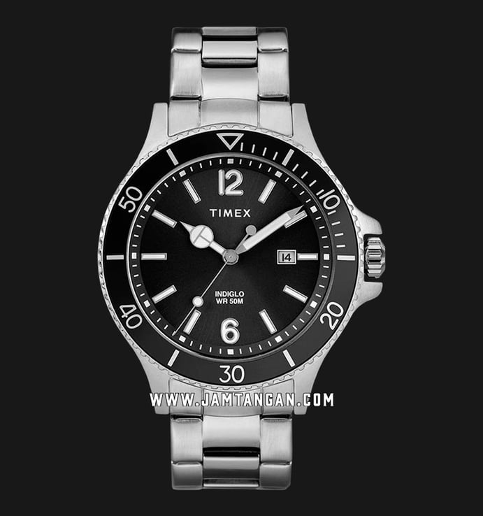 Timex Harborside TW2R64600 Indiglo Black Dial Stainless Steel Strap